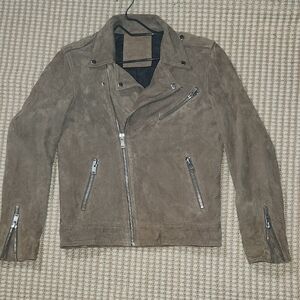 Womans Small Soft Tan Suede Biker acket